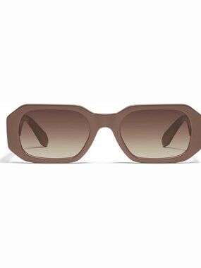 QUAY Women's HYPED UP NO-NS-2364 DOE RECTANGULAR FRAME / BROWN LENSES SUNGLASSES